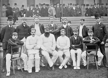 Lord Sheffields England-Team zur Australien-Tour, 1891-92, aus Berühmte Kricketspieler und Kricketplätze, veröffentlicht von Hudson und Kearns, 1895